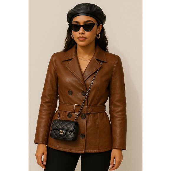 Valerie Stevens Large Vintage Geniune Lamb Leather Brown Womens Jacket - Picture 1 of 14